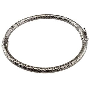 14 Karat White Gold Textured Oval Bangle Bracelet #21243